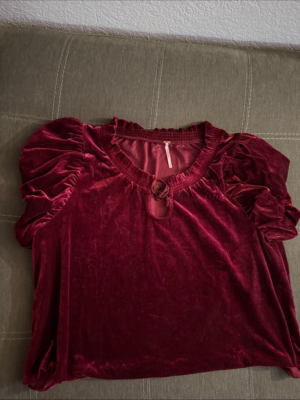 Free People Velvet Puff Sleeve Top